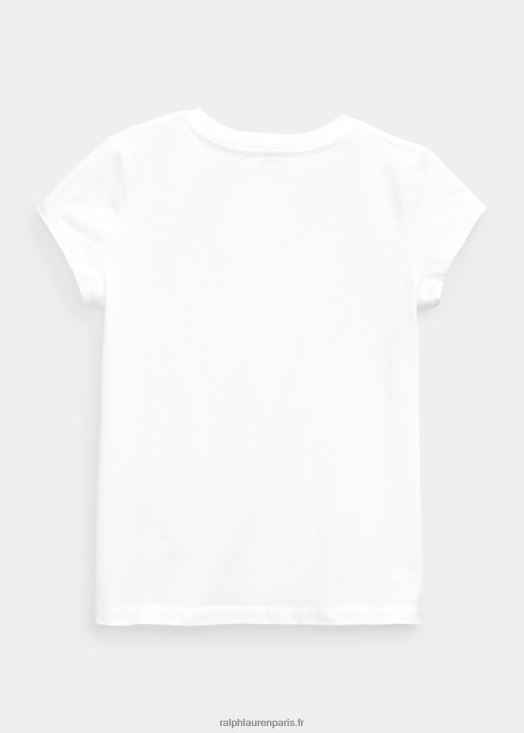 t-shirt col v en jersey de coton 46T60T6915 enfants Ralph Lauren blanc