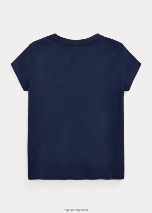t-shirt col v en jersey de coton 46T60T6916 enfants Ralph Lauren marine de newport
