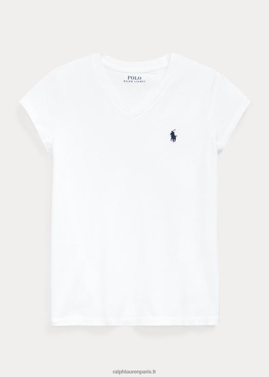 t-shirt col v en jersey de coton 46T60T7213 enfants Ralph Lauren blanc