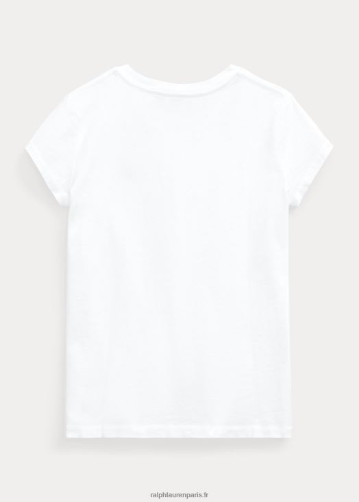 t-shirt col v en jersey de coton 46T60T7213 enfants Ralph Lauren blanc