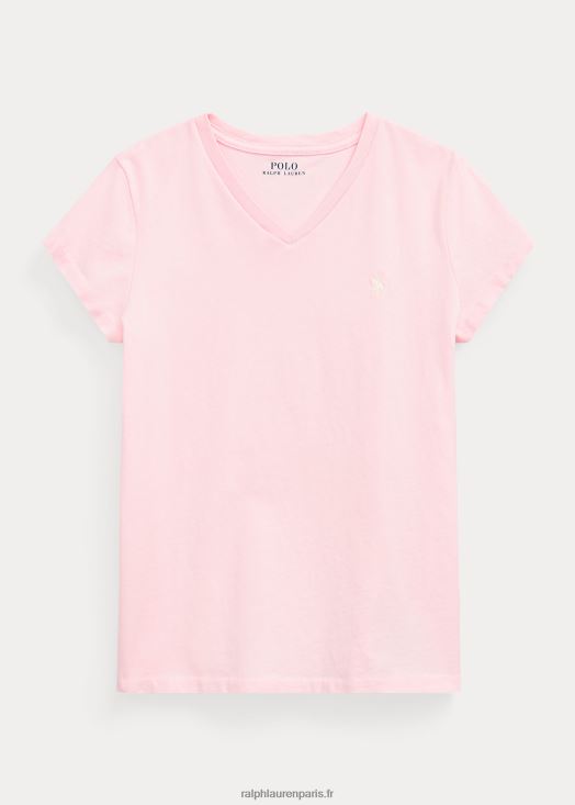 t-shirt col v en jersey de coton 46T60T7214 enfants Ralph Lauren soupçon de rose