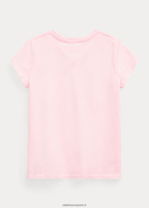 t-shirt col v en jersey de coton 46T60T7214 enfants Ralph Lauren soupçon de rose