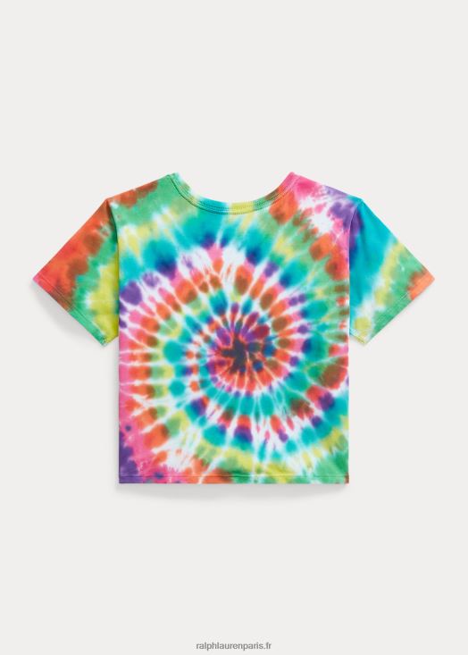 t-shirt droit en jersey de coton à logo tie-dye 46T60T7114 enfants Ralph Lauren teinture arc-en-ciel