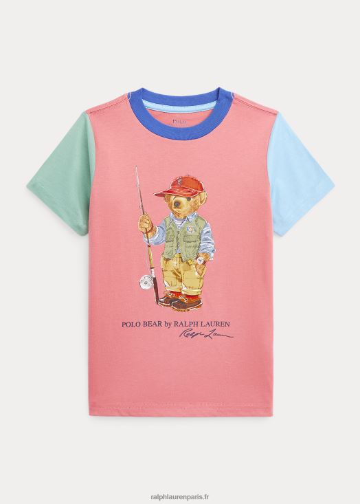 t-shirt en coton color-block polo bear 46T60T5734 enfants Ralph Lauren rose du désert multi