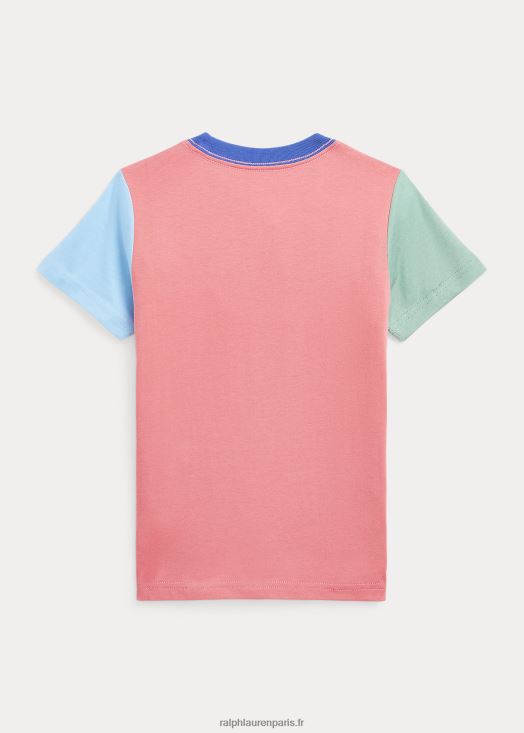 t-shirt en coton color-block polo bear 46T60T5734 enfants Ralph Lauren rose du désert multi