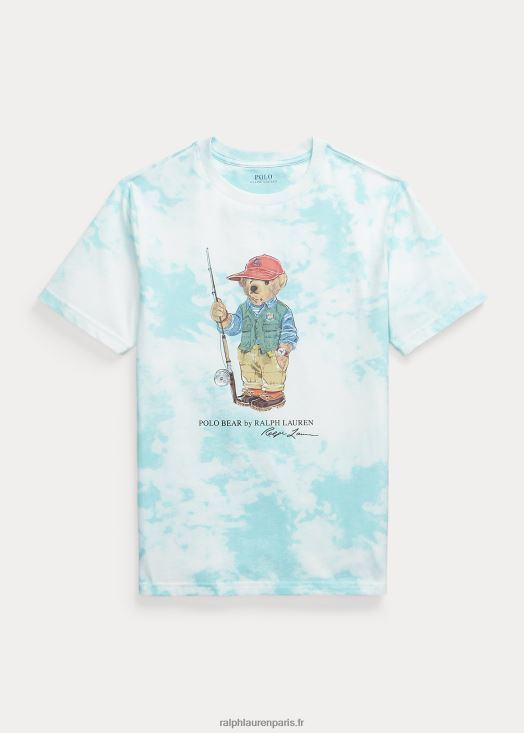 t-shirt en coton à imprimé tie-dye polo bear 46T60T6092 enfants Ralph Lauren île aquatique