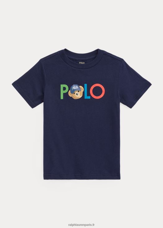 t-shirt en coton à logo polo 46T60T6492 enfants Ralph Lauren marine de croisière