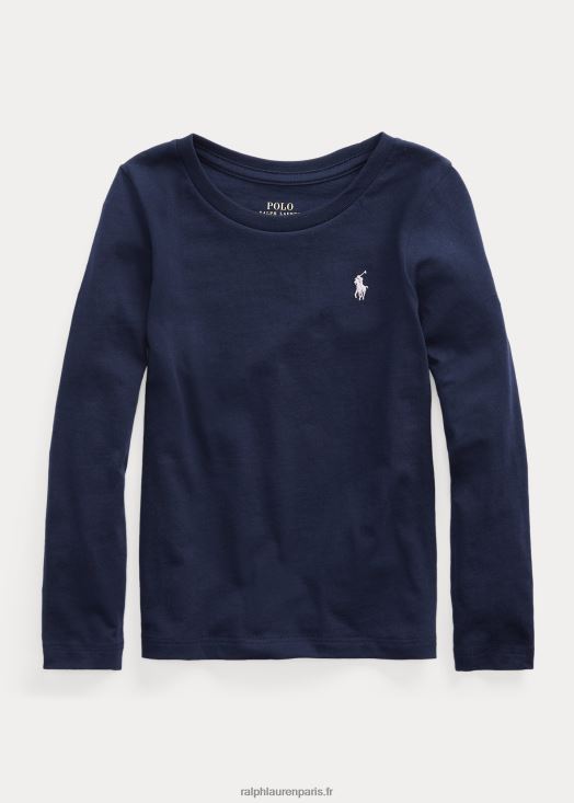 t-shirt en jersey de coton 46T60T6901 enfants Ralph Lauren marine raffinée