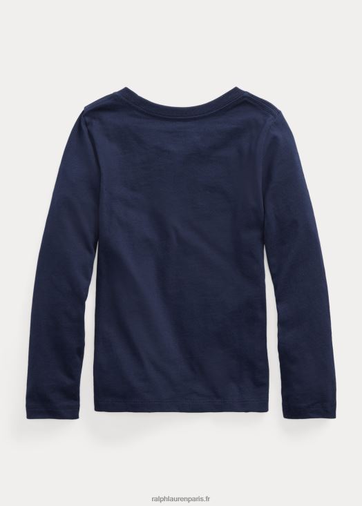 t-shirt en jersey de coton 46T60T6901 enfants Ralph Lauren marine raffinée