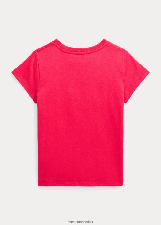 t-shirt en jersey de coton 46T60T6902 enfants Ralph Lauren rose vif