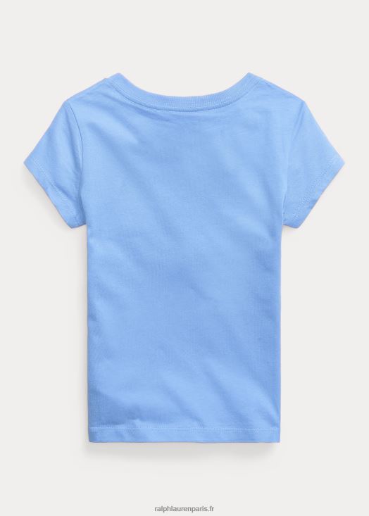 t-shirt en jersey de coton 46T60T6905 enfants Ralph Lauren bleu de l'île du port