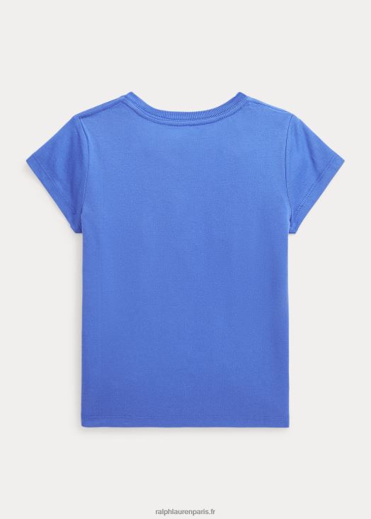 t-shirt en jersey de coton 46T60T6909 enfants Ralph Lauren bleu pierre de maid