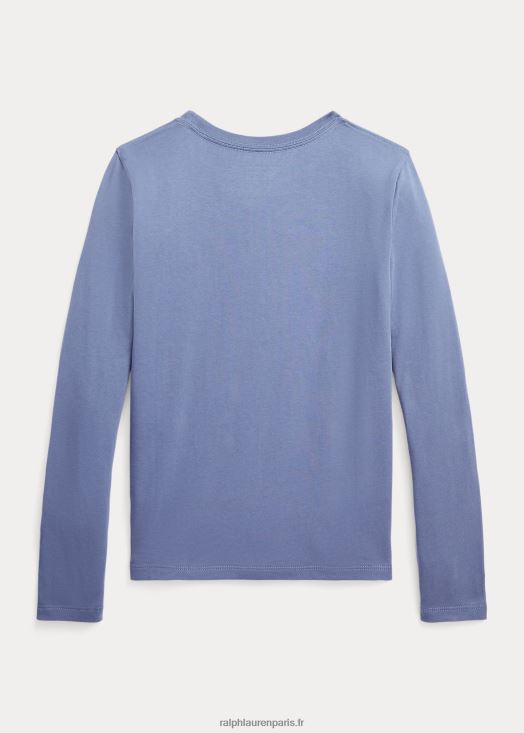 t-shirt en jersey de coton 46T60T7217 enfants Ralph Lauren bleu capri