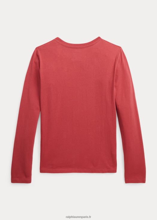 t-shirt en jersey de coton 46T60T7218 enfants Ralph Lauren piment