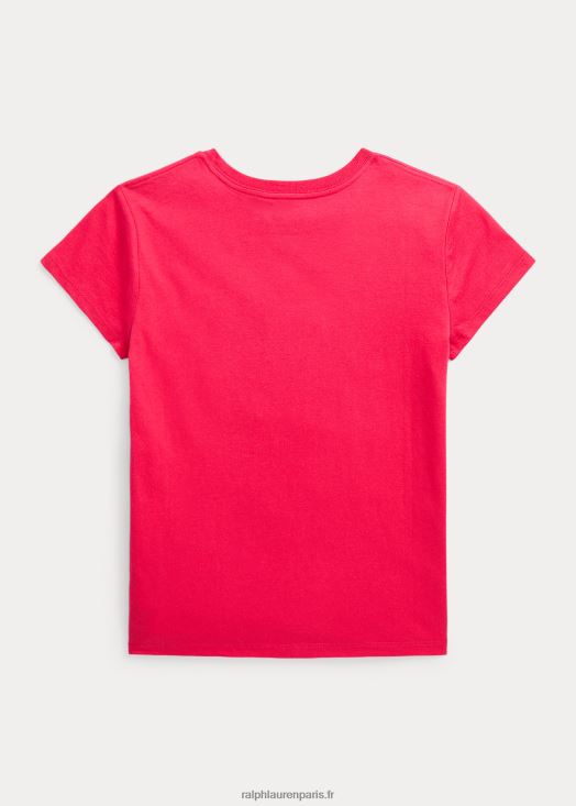 t-shirt en jersey de coton 46T60T7225 enfants Ralph Lauren rose vif