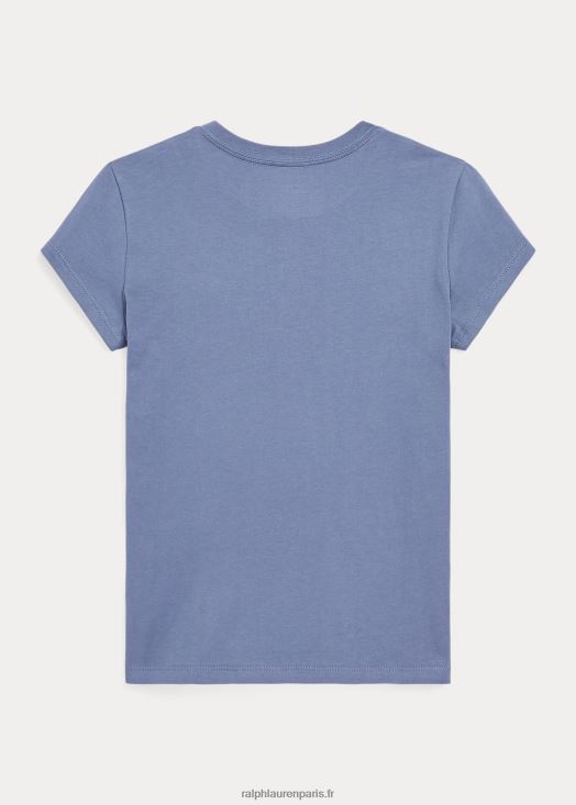 t-shirt en jersey de coton 46T60T7228 enfants Ralph Lauren bleu capri