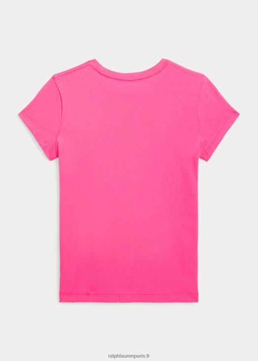 t-shirt en jersey de coton 46T60T7230 enfants Ralph Lauren rose du désert