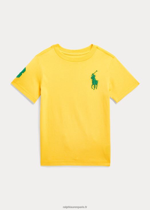 t-shirt en jersey de coton big pony 46T60T6449 enfants Ralph Lauren signal jaune/tige