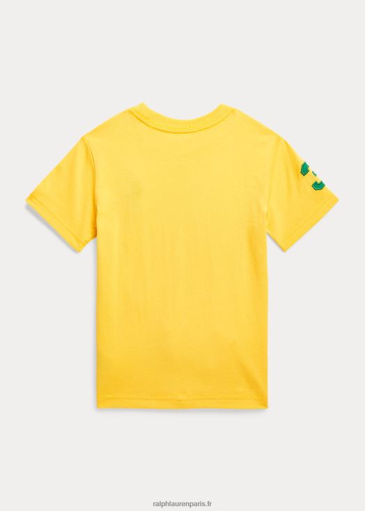 t-shirt en jersey de coton big pony 46T60T6449 enfants Ralph Lauren signal jaune/tige