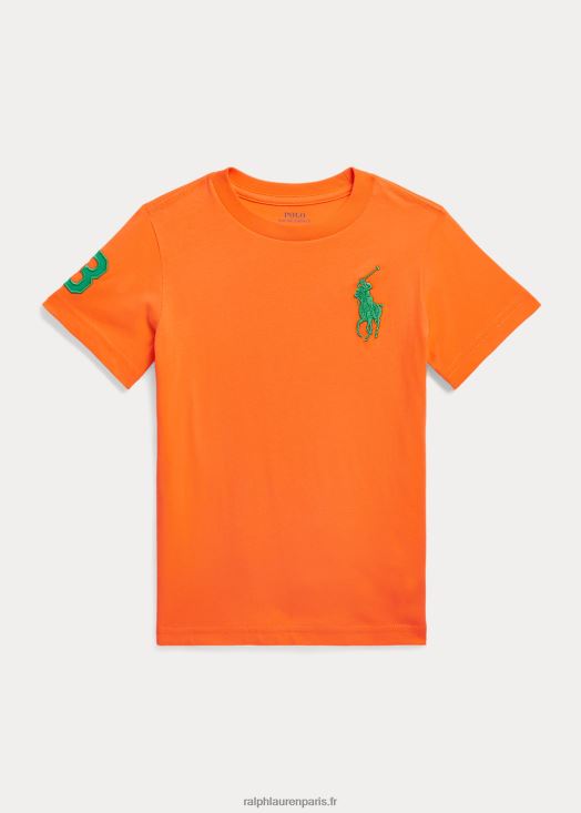 t-shirt en jersey de coton big pony 46T60T6450 enfants Ralph Lauren orange optique/tige