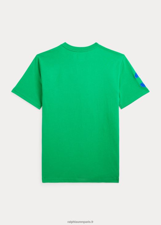 t-shirt en jersey de coton big pony 46T60T6584 enfants Ralph Lauren tige/étoile saphir