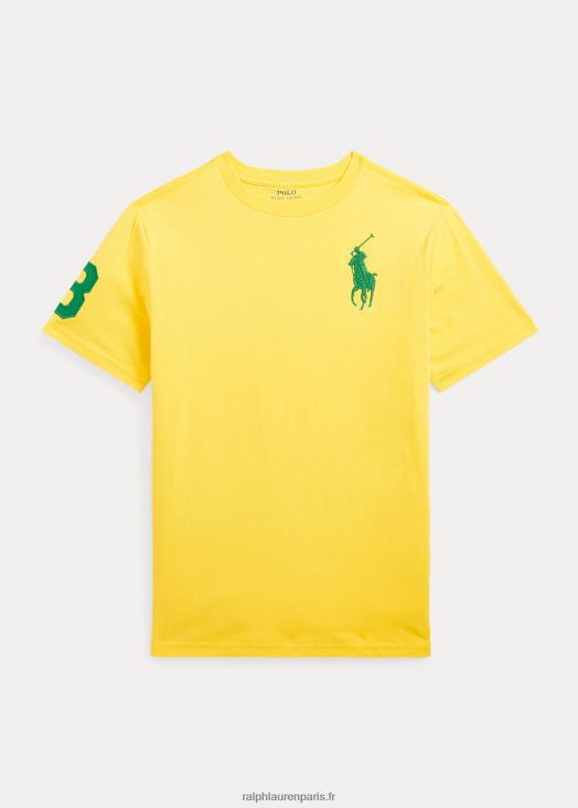 t-shirt en jersey de coton big pony 46T60T6585 enfants Ralph Lauren signal jaune/tige