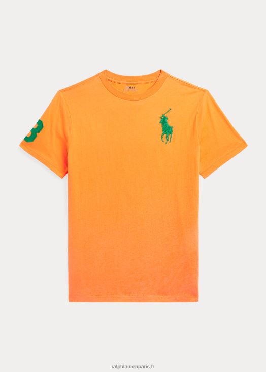 t-shirt en jersey de coton big pony 46T60T6586 enfants Ralph Lauren orange optique/tige