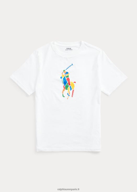 t-shirt en jersey de coton big pony 46T60T6624 enfants Ralph Lauren blanc