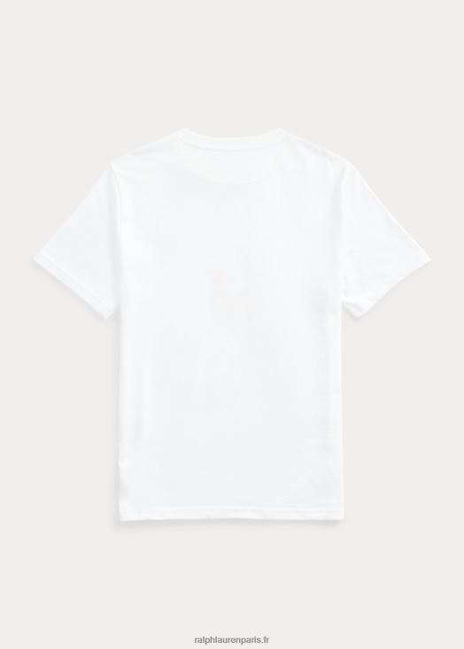 t-shirt en jersey de coton big pony 46T60T6624 enfants Ralph Lauren blanc