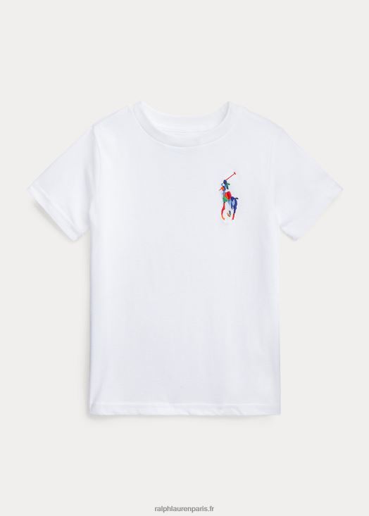 t-shirt en jersey de coton big pony 46T60T9782 enfants Ralph Lauren blanc
