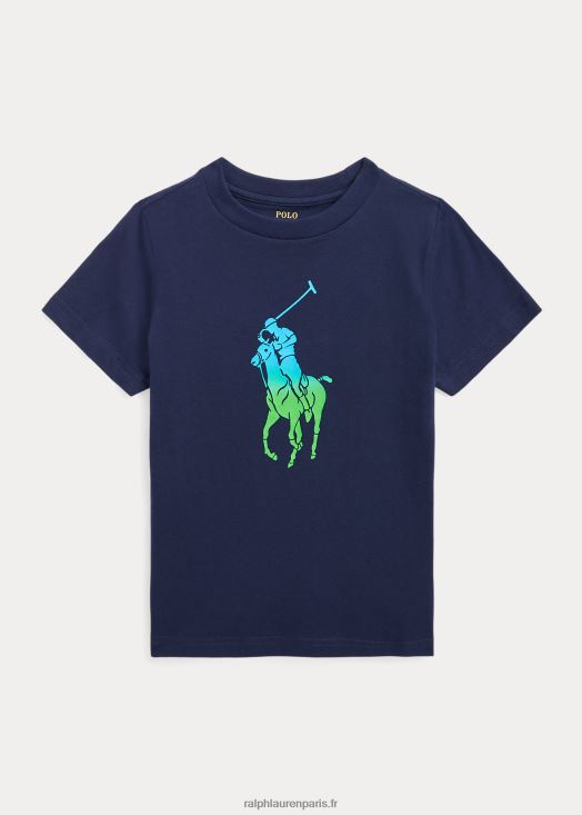 t-shirt en jersey de coton big pony ombré 46T60T6502 enfants Ralph Lauren marine de croisière