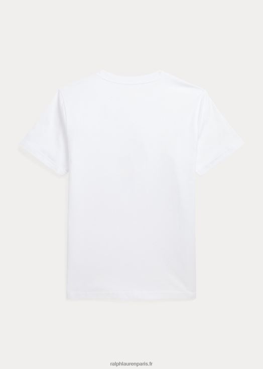 t-shirt en jersey de coton big pony tie-dye 46T60T6654 enfants Ralph Lauren blanc