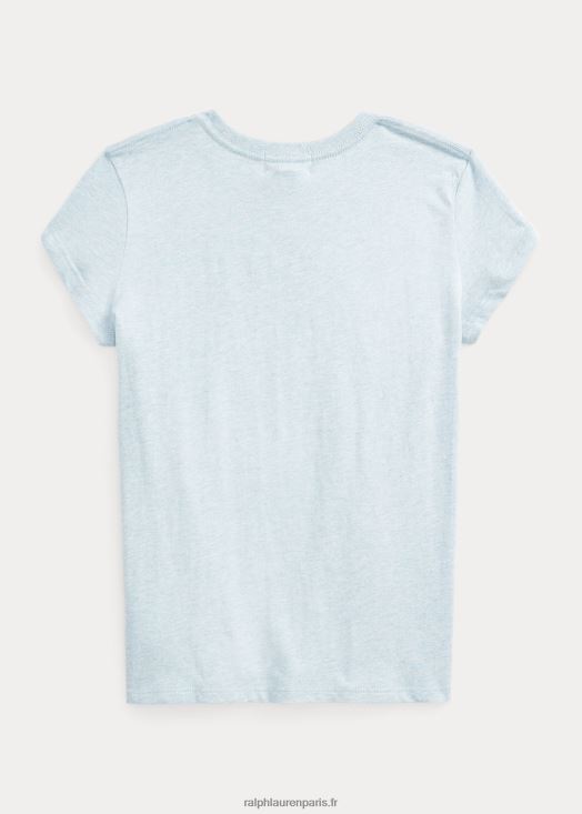 t-shirt en jersey de coton à cheval 46T60T7538 enfants Ralph Lauren bruyère chambray