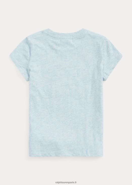 t-shirt en jersey de coton à cheval 46T60T9988 enfants Ralph Lauren bruyère chambray