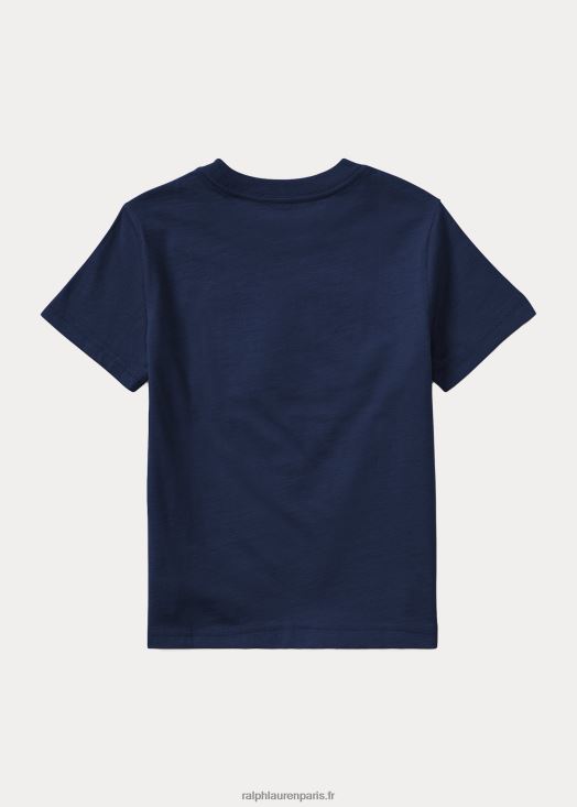 t-shirt en jersey de coton à drapeau 46T60T5910 enfants Ralph Lauren marine de croisière