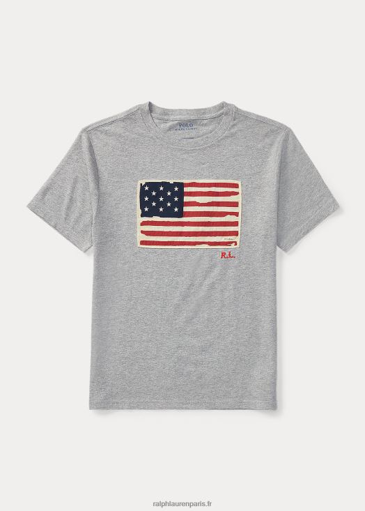 t-shirt en jersey de coton à drapeau 46T60T5911 enfants Ralph Lauren andover bruyère