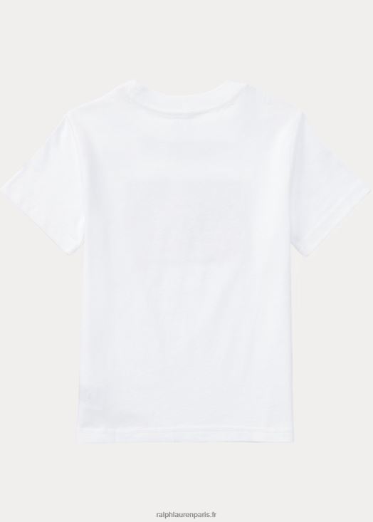 t-shirt en jersey de coton à drapeau 46T60T5912 enfants Ralph Lauren blanc
