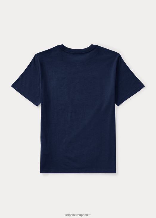 t-shirt en jersey de coton à drapeau 46T60T6289 enfants Ralph Lauren marine de croisière