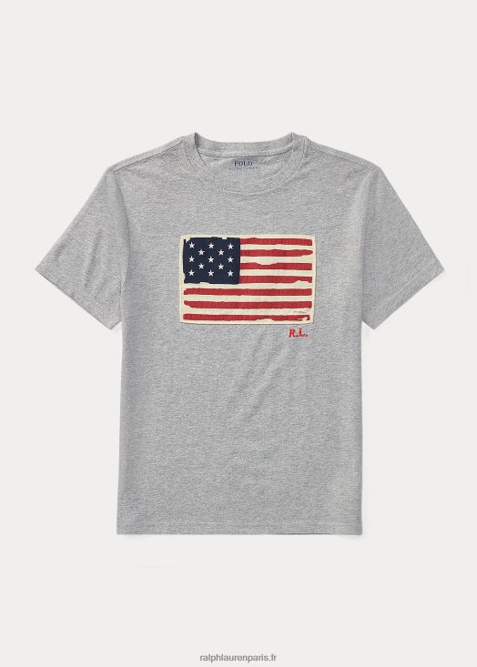 t-shirt en jersey de coton à drapeau 46T60T6290 enfants Ralph Lauren andover bruyère