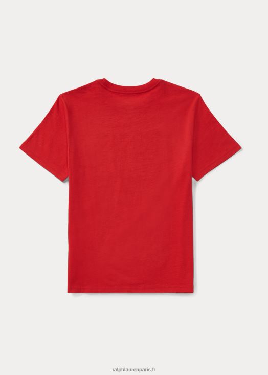 t-shirt en jersey de coton à drapeau 46T60T6291 enfants Ralph Lauren rl 2000 rouge