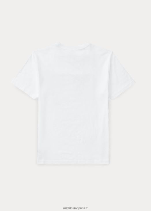 t-shirt en jersey de coton à drapeau 46T60T6292 enfants Ralph Lauren blanc