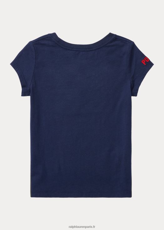t-shirt en jersey de coton à drapeau 46T60T6946 enfants Ralph Lauren marine de newport