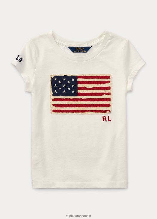 t-shirt en jersey de coton à drapeau 46T60T6947 enfants Ralph Lauren névis