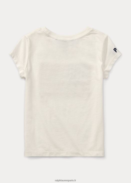 t-shirt en jersey de coton à drapeau 46T60T6947 enfants Ralph Lauren névis