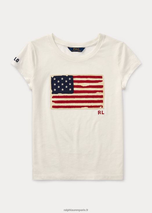t-shirt en jersey de coton à drapeau 46T60T7248 enfants Ralph Lauren névis