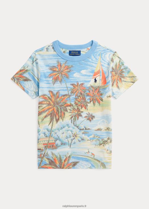 t-shirt en jersey de coton à imprimé tropical 46T60T5746 enfants Ralph Lauren bazar de plage hawaïen