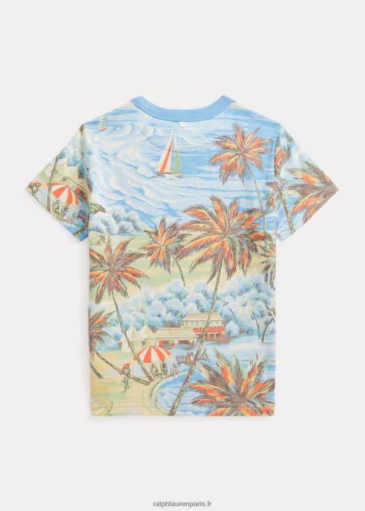 t-shirt en jersey de coton à imprimé tropical 46T60T5746 enfants Ralph Lauren bazar de plage hawaïen
