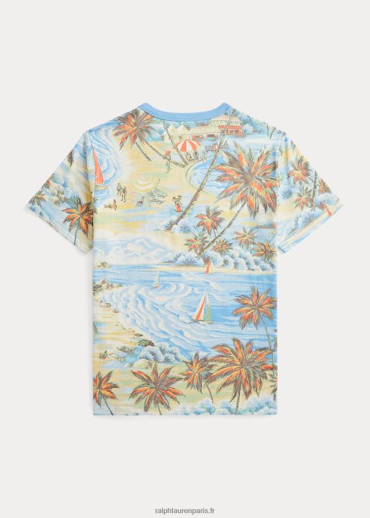 t-shirt en jersey de coton à imprimé tropical 46T60T6096 enfants Ralph Lauren bazar de plage hawaïen