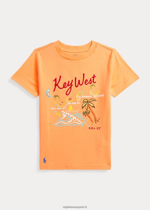 t-shirt en jersey de coton key west 46T60T5759 enfants Ralph Lauren orange clair