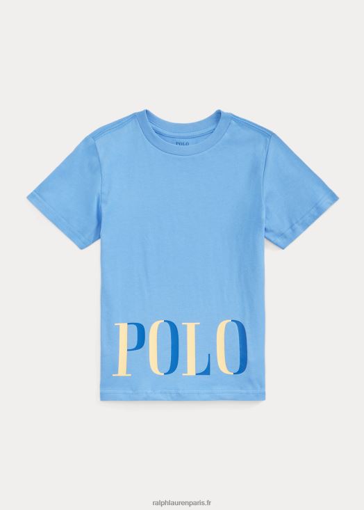 t-shirt en jersey de coton à logo 46T60T5766 enfants Ralph Lauren bleu de l'île du port